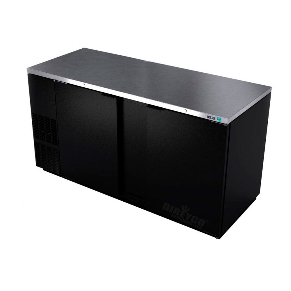 Refrigerador Contrabarra en Vinyl Negro Asber ABBC-68-HC Puertas Solidas