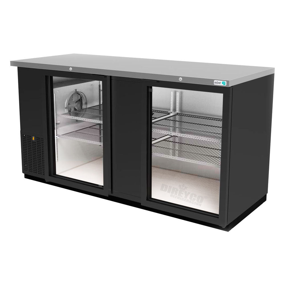 Refrigerador Contrabarra en Vinyl Negro Asber ABBC-68G-HC Puertas Cristal