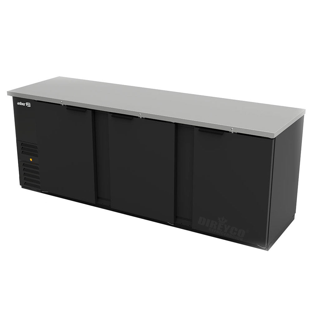 Refrigerador Contrabarra en Vinyl Negro Asber ABBC-94-HC Puertas Solidas