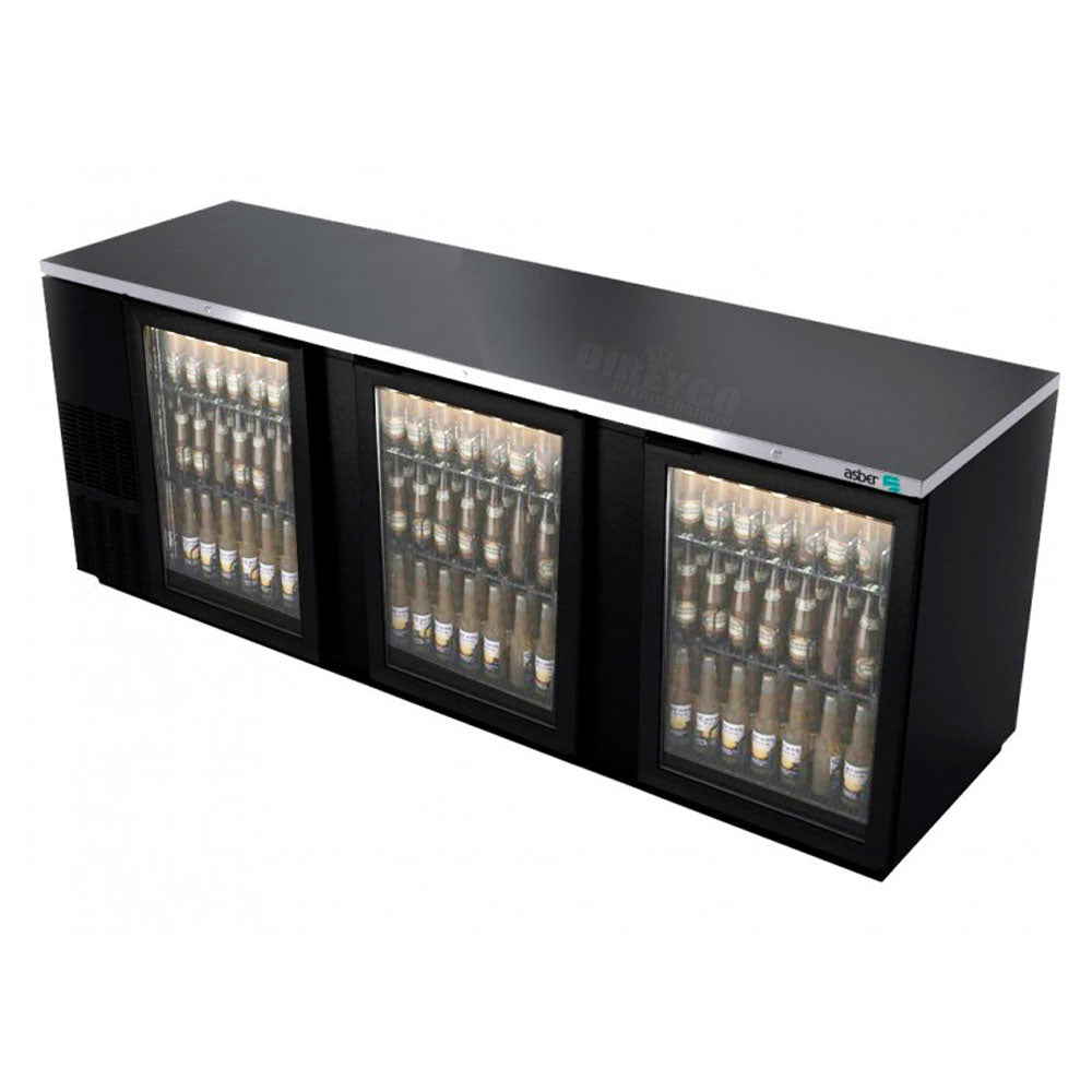 Refrigerador Contrabarra en Vinyl Negro Asber ABBC-94G-HC Puertas Cristal