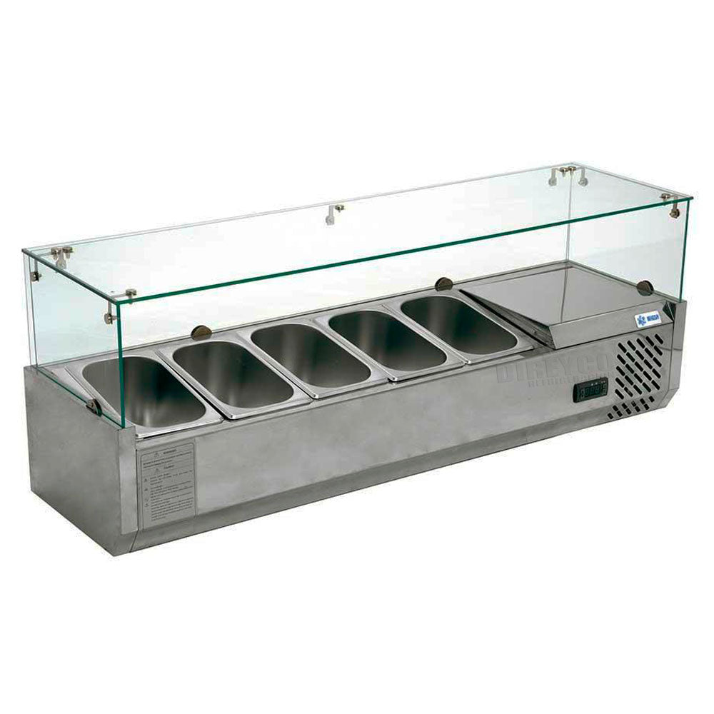 Vitrina Migsa RT-1200L Para Ensaladas Y Pizzas Refrigerada Para 5 Insertos